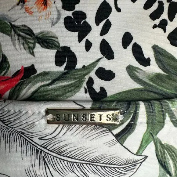 Sunsets tropical print bathing suit bottoms women’s size  M; top 34E/32f/30g - Picture 4 of 13
